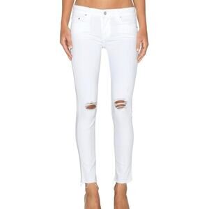 Mother Jeans Looker Ankle Fray Little Miss Innocent White 26 Distressed Knee EUC